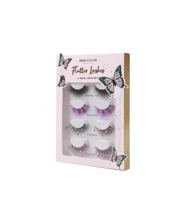 Profusion Cosmetics Empowered Butterfly Flutter Lashes Set - 4 Pairs of Lightweight Faux Eyelashes for a Classy Natural Fluffy Cat Eye Look - Buy Online on GoSupps.com