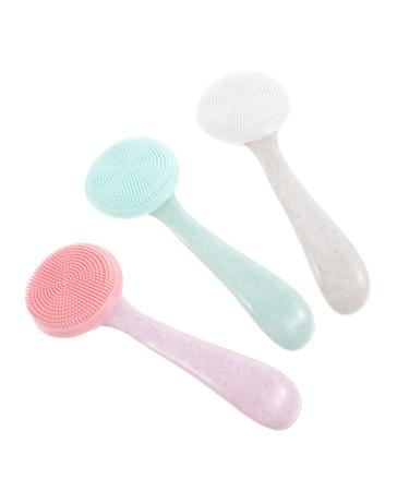 Healifty 3pcs Facial Cleansing Brush Manual Face Brush Silicone Face Scrubber Skin Care Massage Tool for Deep Cleaning Gentle Exfoliating