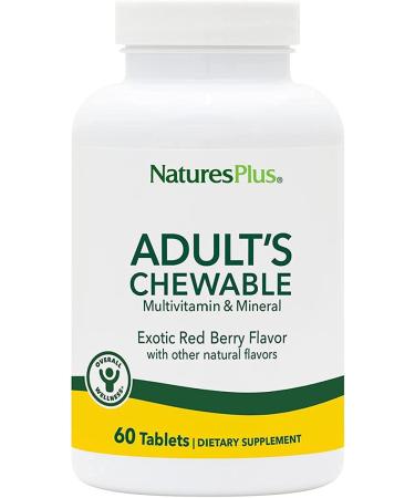 NaturesPlus Adult's Chewable Multivitamin - 90 Vegetarian Tablets - Exotic Red Superfruits Flavor - Natural Whole Foods Supplement for Overall Health Energy - Gluten-Free - 90 Servings 90 Count (Pack of 1)