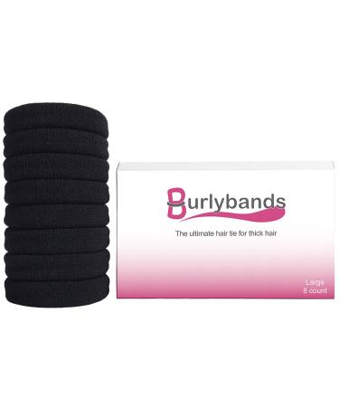 Burly Bands Large Hair Ties for Thick & Curly Hair | No-Slide Seamless Ponytail Holders (8 Pack - Black) | Damage-Free Scrunchies for Sports - Buy Online on GoSupps.com