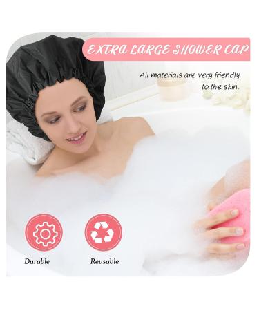 8 Pcs 15 Jumbo Shower Cap Set | Extra Large Waterproof Satin Hair Cap | Reusable XL Shower Caps for Women Men | Ideal for Thick Long Hair & Dreadlocks | Black - Buy Online on GoSupps.com
