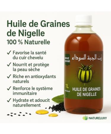  Natureluxy Black Seed Oil 1L | Cold-Pressed Moisturizer | For All Skin Types - Buy Online on GoSupps.com