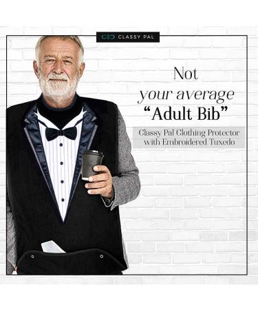 Classy Pal Adult Bib for Men - Dress n Dine Clothing Protector - Waterproof & Reusable - Tuxedo Design - Buy Online on GoSupps.com