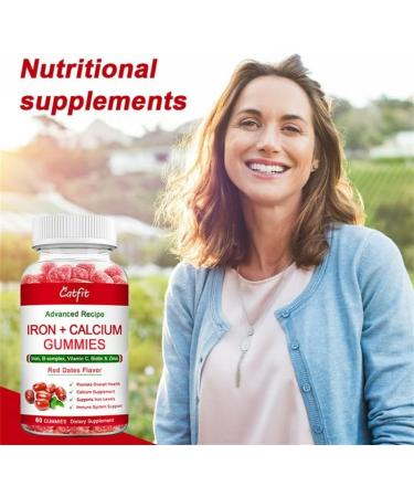 Catfit Red Dates Iron + Calcium Gummies with Vitamin C - 60 Gummies for Immune & Energy Support - Buy Online on GoSupps.com