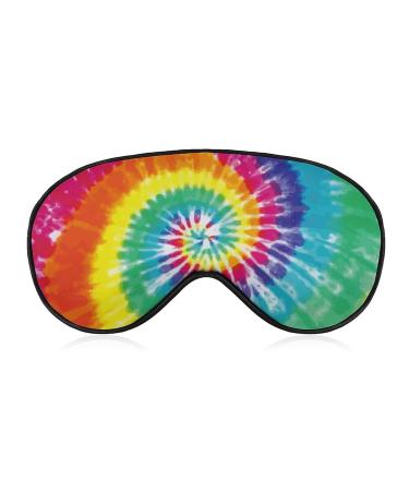 Rainbow Tie Dye Sleep Mask for Women Adjustable Sleeping Eye Shades Cover with Elastic Strap