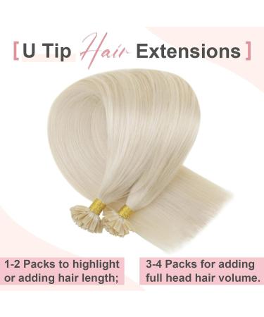 Easyouth Keratin U-Tips Real Hair Extensions - Platinum Blonde 20 Inch 50g/50 Pieces Bonding #60 - Premium Quality U-Tip Hair for Seamless Installation - Buy Online on GoSupps.com