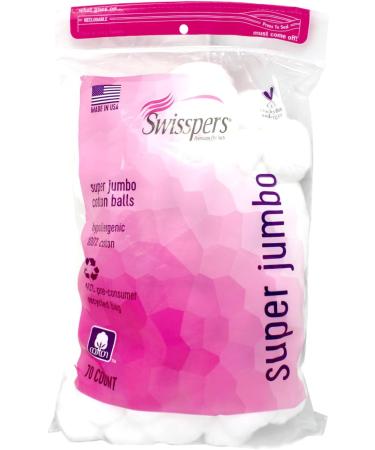 Swissper Cotton Balls Jumbo - 70 Pieces | Premium Quality & Soft Ideal for Beauty & Hygiene | International Shipping Available - Buy Online on GoSupps.com