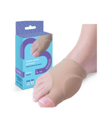 2 Units Bunion sleeve protector. With protective gel to relieve and protect hallux valgus. Elastic and soft bandage. One size. Made in Spain EU