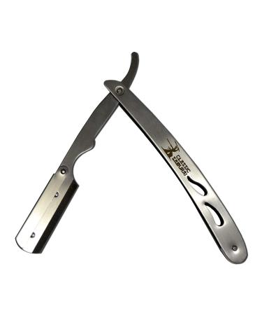 CS-102 Stainless Steel Professional Barber Straight Edge Razor | Includes 15 Astra Double Edge Blades - Best for Barbers & Shaving Enthusiasts - Buy Online on GoSupps.com
