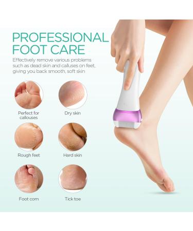 VOYOR Electric Foot File Hard Skin Remover Foot Rechargeable Callus Remover for Feet Pedicure Tools Foot Care for Dead Skin Calluses with 3 Replacement Rollers Pedicure CR300 (Purple) - Buy Online on GoSupps.com