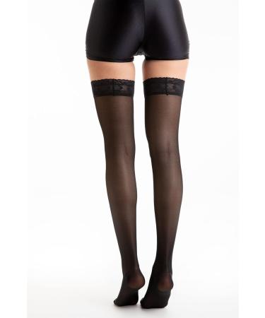Relaxsan Basic 870 Thigh Compression Stockings for Women - Black 3/L 18-22 mmHg Silicone Band 140 den - International Shipping Available - Buy Online on GoSupps.com