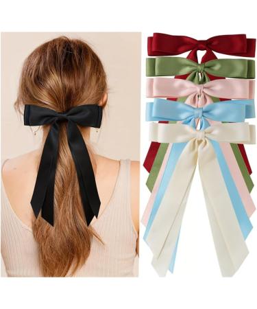 PLCPDM Sweet Long Bow Hair Clip Bow Elegant 2000s-style Bow Bunches Accessories Sweet Balletcore Milky white - Buy Online on GoSupps.com