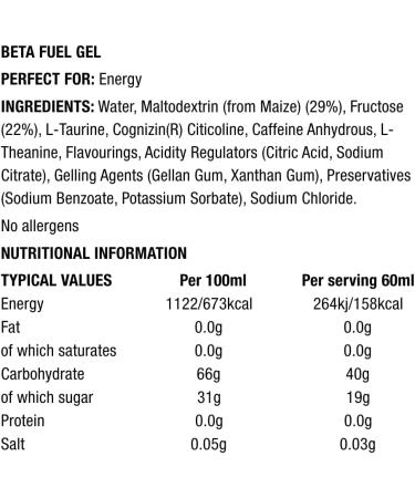 Science in Sport Beta Fuel + Nootropics Gel - 40g Carbs Boost Cognitive Function Energy for Endurance Athletes 6x60ml - Lemon & Lime - Buy Online on GoSupps.com