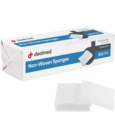 Dealmed Non-Sterile Post-Op Gauze Sponges 200 Count 4-Ply 2x2 Pads - Non-Woven Wound Care Sponges for First Aid Kit/Medical Facilities - Buy Online on GoSupps.com