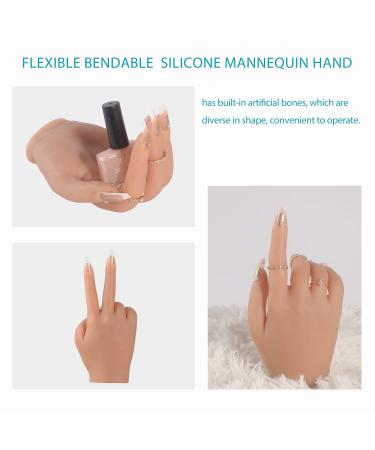YEEFAIRY Silicone Practice Hand for Acrylic Nails | 528pcs Nail Tips | Soft Realistic Mannequin Hand for Nail Art Practice | Flexible Bendable Fake Hand for Tattoo & Jewelry Display (Bronze, Left) - Buy Online on GoSupps.com