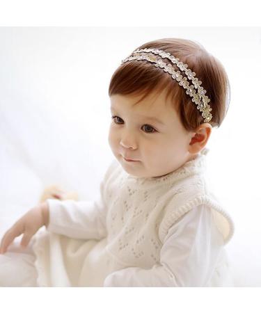 COUXILY Baby Girls Lace Flower Headband - 4 Pack Faux Leather Elastic Hairbands for Newborns & Toddlers - Perfect for Everyday & Special Occasions - Buy Online on GoSupps.com