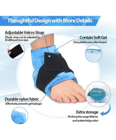 Newgo Ankle Ice Bag for Pain Relief | Reusable Hot Cold Therapy Gel | Ice Pack for Foot Injuries Ankle Swelling & Sprains | Light Blue - Buy Online on GoSupps.com