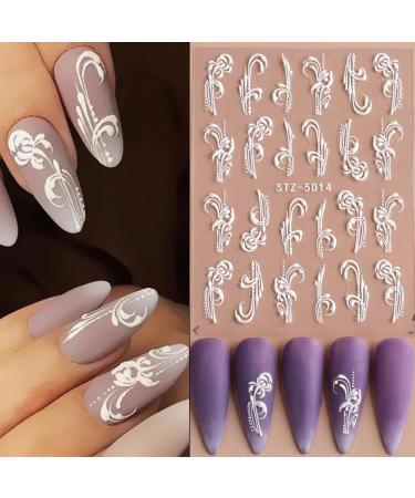 4 Sheets 5D Flower Nail Art Stickers - Self-Adhesive Retro Floral Lace Decals for DIY Manicure | Acrylic Nail Decorations for Women & Girls - Buy Online on GoSupps.com
