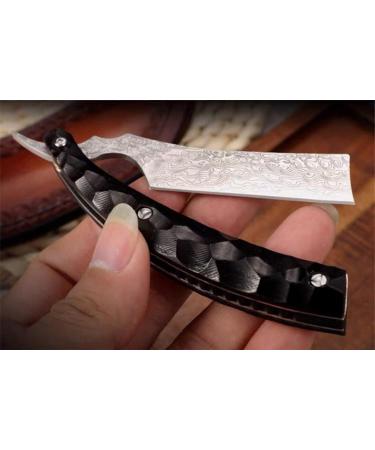Aibote VG10 Damast Steel Straight Folding Razor - Men's Classic Barber Blade with 3D Dragon Scales Ebony Handle & Flannel Etui - International Shipping Available - Buy Online on GoSupps.com