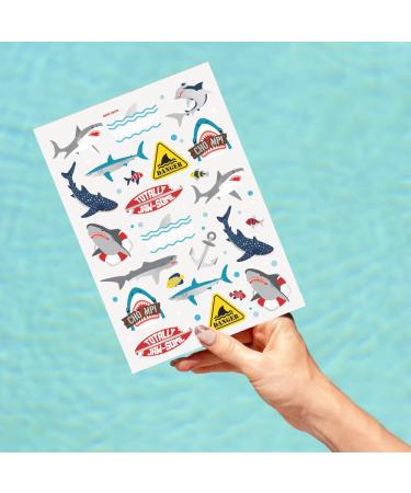 XO Fetti Shark Temporary Tattoos - 38 Metallic Styles | Underwater Ocean Animal Party Supplies - Totally Jawsome! - Buy Online on GoSupps.com