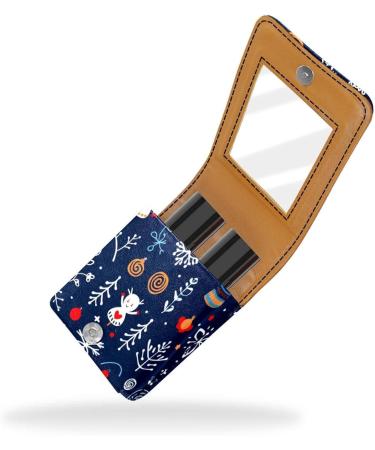 Travel Lipstick Organizer Case | Portable Makeup Bag with Mirror | Christmas Snowflake Design - Buy Online on GoSupps.com