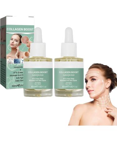 oihgerg 2PCS Advanced Collagen Boost Anti Aging Serum Skincare Glow And Protect Serum Collagen Peptide Serum for Face Wrinkles Collagen Boost Anti Aging Serum