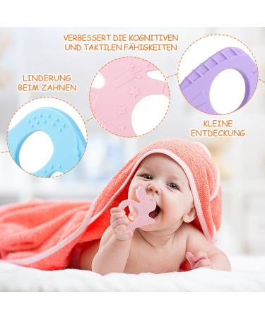 Beboan Baby Cooling Bite Ring - 8 Soft Silicone Teething Rings BPA-Free Natural Cooling Toy for Babies 3 Months+ Multicolored - Buy Online on GoSupps.com