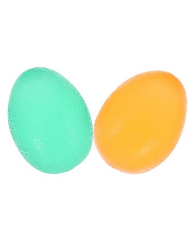 ToddMomy 2st egg-shaped handle ball yoga massage hand muscle roller stress on the handle force handle exercise device Manual roller massage device finger trainer Finger coach foot sole pebble gel fitness training ball