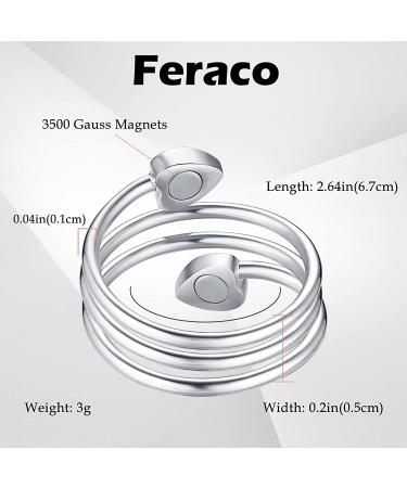 Feraco 2PCS Lymphatic Drainage Magnetic Rings for Arthritis Relief - Pure Copper Magnet Therapy Fingers Ring - Heart & Vintage Flower Design - Silver - Buy Online on GoSupps.com