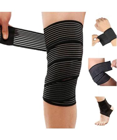 Extra Long Elastic Compression Knee Brace Wrap for patellar tendon support strap for Plantar Fasciitis  Stabilising Ligaments  Joint Pain  Swelling Sprains  Squat  Basketball  Running  Tennis