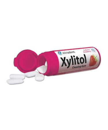 Miradent Xylitol Children's Dental Gum - Sugar-Free Vegan Strawberry | 30 Pieces | Caries Prevention & Plaque-Resistant | Aspartame & Sorbitol Free - Buy Online on GoSupps.com
