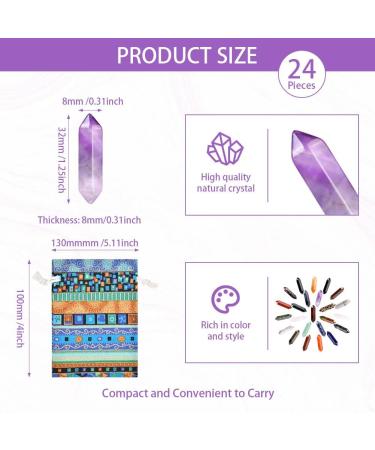 Buy Osdue 24-Piece Healing Crystal Set | Hexagonal Medicinal Stones | Reiki Meditation & Chakra Gemstones - Amethyst Tiger Eye Obsidian Rose Quartz | Natural & Colorful Double-Pointed Shapes for International Shipping - Buy Online on GoSupps.com