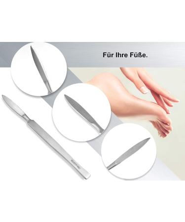 Stainless Steel Corneal Scale Remover & Foot Care Spatula - Gentle Pedicure Tool with Case | 15 cm (Model 4) - Buy Online on GoSupps.com