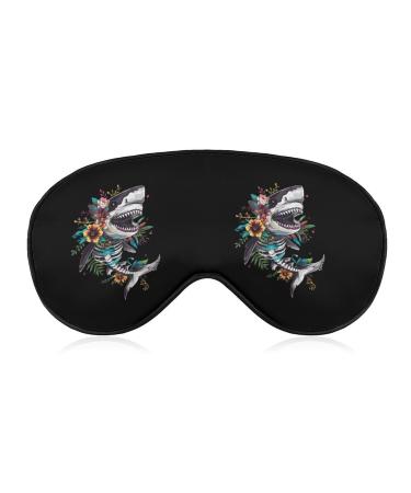 Shark Sugar Skull Mexico Dia De Los Printed Eye Mask Soft Blindfold Eyeshade Cover with Adjustable Strap for Travel Sleeping