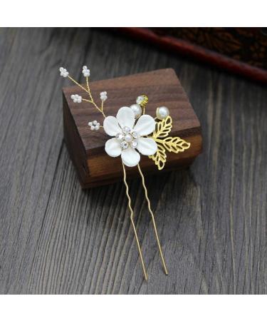 Toyvian Handmade Wedding Hair Comb Clip Set - Bridal Hair Accessories for Brides and Bridesmaids, Floral Girls Hair Piece with Rhinestones (White) - Buy Online on GoSupps.com