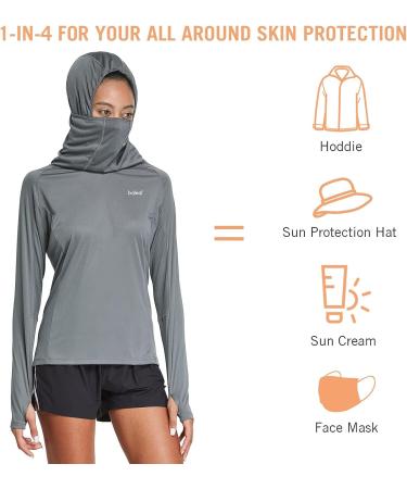 Baleaf Women's UPF 50+ Hiking Long Sleeve Shirt with Face Cover - Dark Gray, Small - Buy Online on GoSupps.com