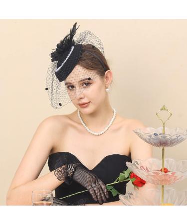 AJTUTUS Delicate Pearl Hat Net Yarn Hair Clips Cute Halloween Cosplay Hair Holder Medieval Party Costume Headwear for Girl - Buy Online on GoSupps.com