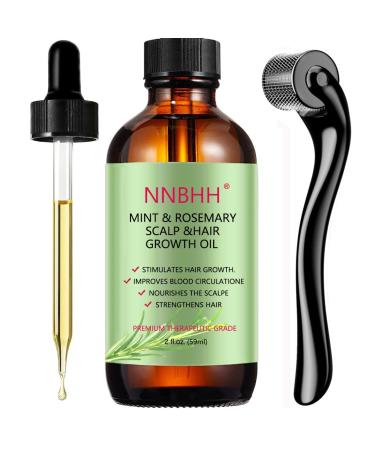 Menthe poivr e Huile essentielle de Romarin et Derma Roller 0.5mm pour la croissance des cheveux les soins de la peau la croissance des sourcils et des cils pour 1 pack huile+rouleau dermique