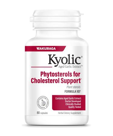 Kyolic Aged Garlic Extract Formula 107, Phytosterols for Cholesterol Support, 80 Capsules (Packaging May Vary) 80 Count (Pack of 1)