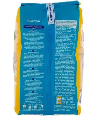  Italian Gourmet E.R. De Cecco Pasta 100% Italian Millerighe n 25 Noodles 500 g + Italian Gourmet Pulp 400 g - Buy Online on GoSupps.com