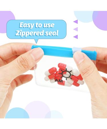 Colarr 14 Pcs AM PM Pill Pouches - Reusable Travel Pill Organizers for 7 Days - Zippered Medicine Bags with Slide Lock (Blue Purple) - Perfect for International Shipping - Buy Online on GoSupps.com