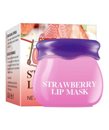 Lip Moisture Masque-bee balm/strawberry for sleep-10 g of moisturizing lip peeling cream for night sleep nourishing lip care 10 g B: strawberry lip mask