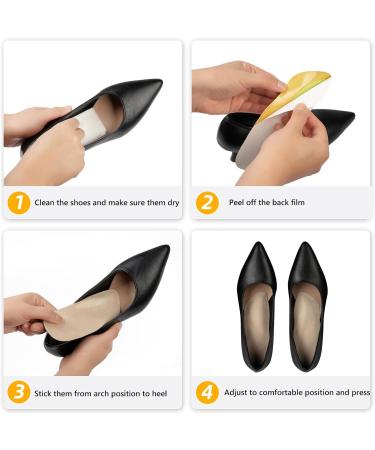 Pigskin Arch Support Insoles for Women | Pain Relief for Plantar Fasciitis & Flat Feet | Self-Adhesive Heel Cushions for High Heels Sandals & Flats - 2 Pairs (Size 8-12 - Buy Online on GoSupps.com