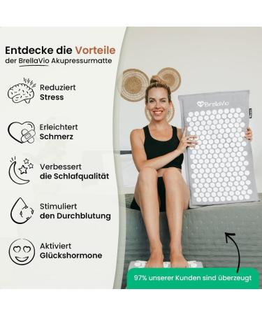 BRELLAVIO Acupressure Massage Mat with Pillow - Acupuncture Relaxation for Back Neck Shoulder & Foot - Gray Tension Relief Sting Mat - Buy Online on GoSupps.com