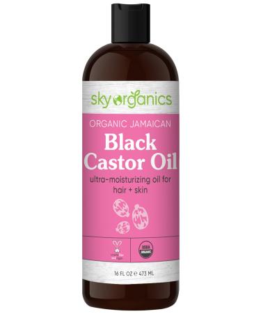 Sky Organics Organic Black Castor Oil for Hair & Skin, 100% Pure & Cold-Pressed USDA Certified Organic to Moisturize, Nourish & Soften, 16 fl. Oz 16 Fluid Ounces