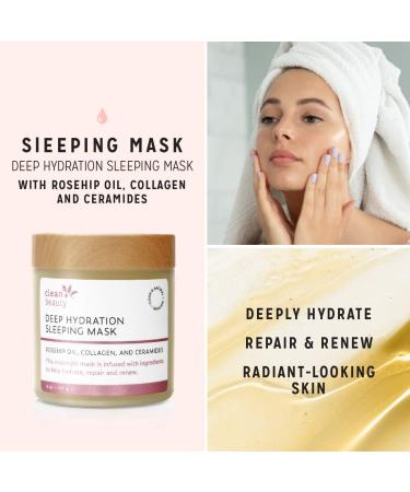 Clean Beauty Deep Hydration Sleeping Face Mask with Rosehip Oil & Collagen - Nourish & Reduce Fine Lines (4 oz) - Shop Internationally - Buy Online on GoSupps.com