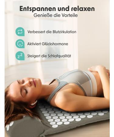 Buy Lifegoods Acupressure Mat with Pillow - International Shipping | Massage & Acupuncture Mat for Back Pain Relief - Gray & White - Buy Online on GoSupps.com