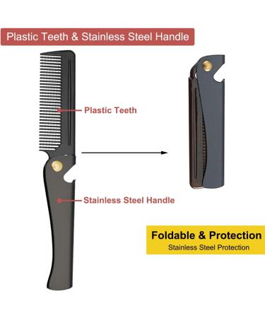 Stainless Steel Folding Comb Pocket Comb for Men and Women Black - Buy Online on GoSupps.com