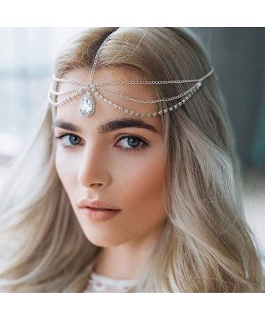 Chargances Halloween Head Chain Delicate Hair Accessories Decorative Forehead Headpiece Boho Headpiece Bohemia Hair Jewelry Chain Gift for Women and Girls (rose gold)