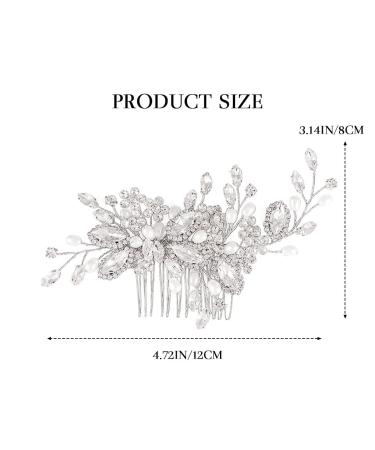 Bridal Crystal Hair Comb with Pearls | Wedding Hair Accessories for Women and Girls - Silver - Buy Online on GoSupps.com